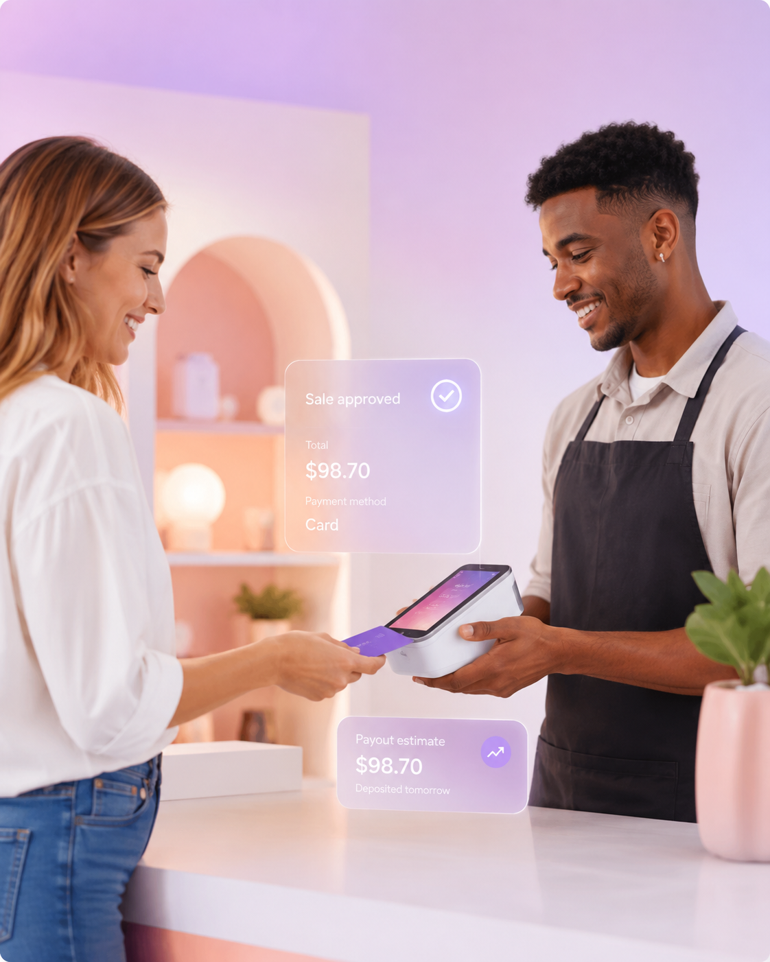 Customer paying with a point of sale terminal